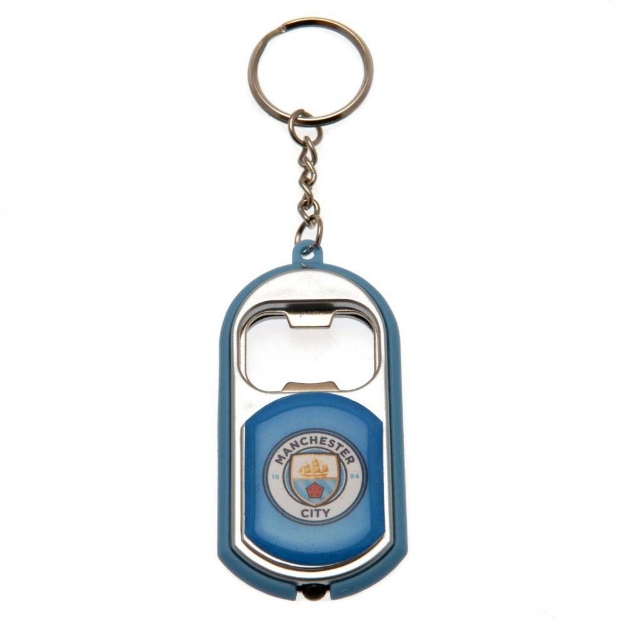 MANCHESTER CITY FC KEYRING TORCH BOTTLE OPENER